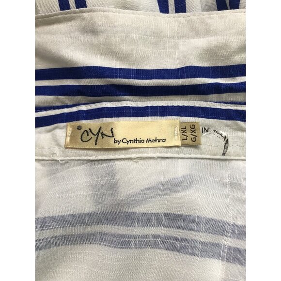 CYN byCynthia Mehta Women Multi Striped Button Front Long Sleeve Blouse Size XL - Picture 5 of 8